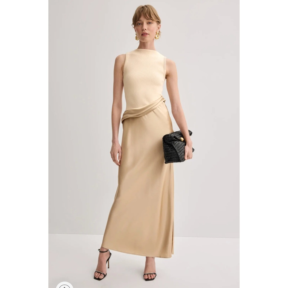 Nanushka Two-Tone Cream & Beige Maxi Dress